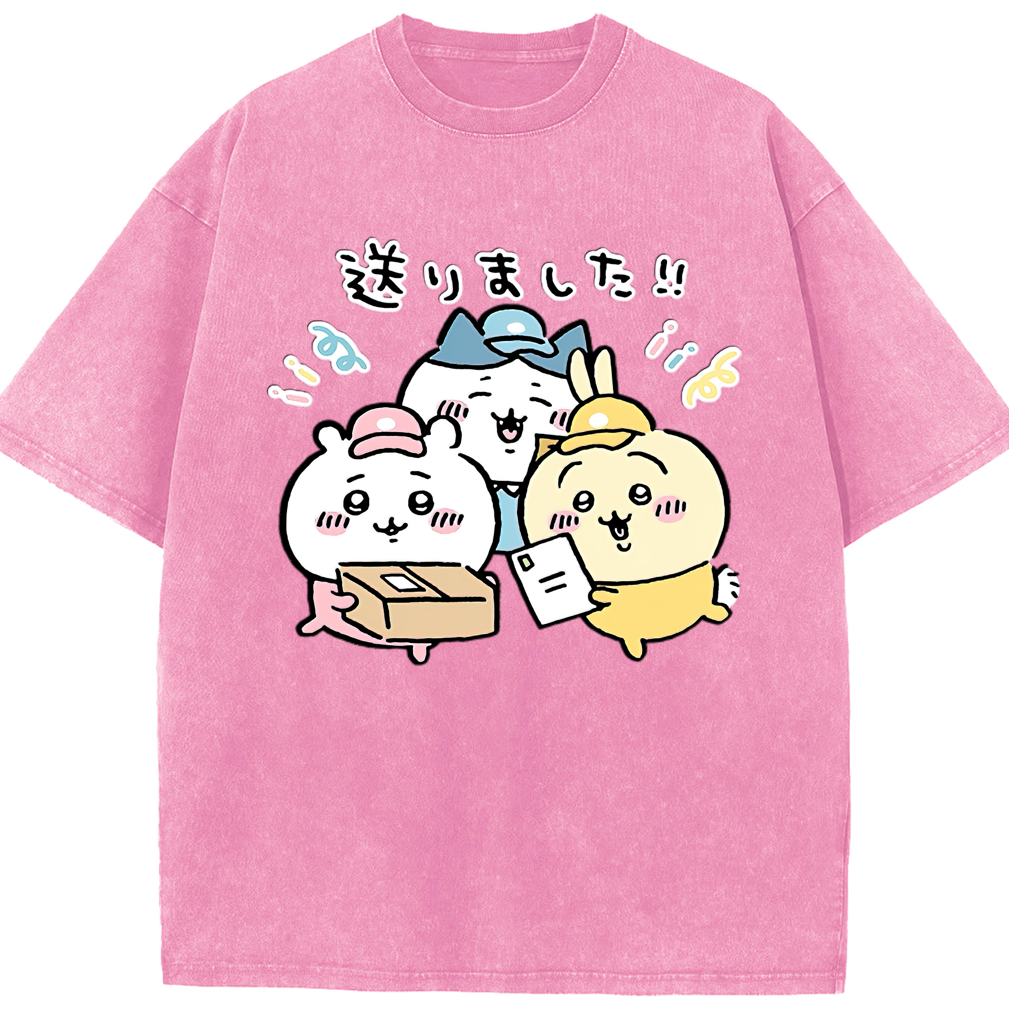 （画像用） ちいかわ ハチワレ Chii-kawa hachiware 綿100% ヴィンテージ風 半袖Tシャツ（フロントプリント）